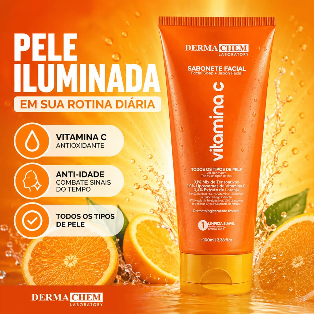 Sabonete Vitamina C Dermachem Anti-Idade Clareador Facial 100ml