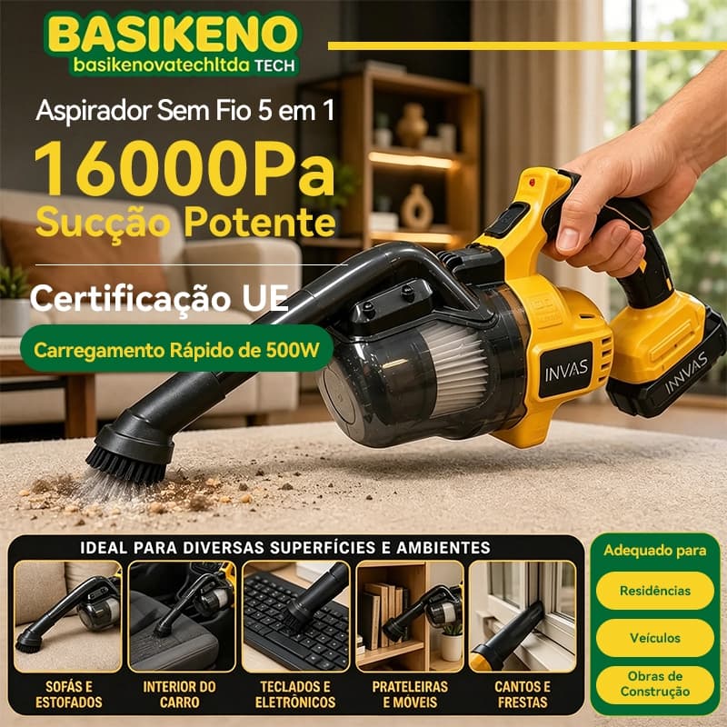 Aspirador De Pó Sem Fio Portátil para Obra Casa e Carro Profissional Alta Sucção A Bateria 21v 500w Filtro Hepa