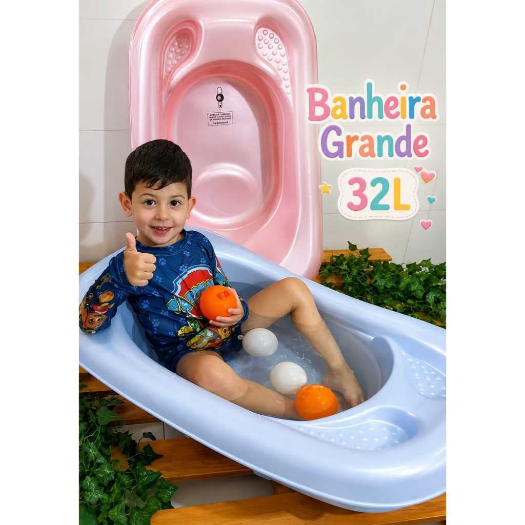 Banheira de bebe Grande 32L Resistente Infantil Menina Menino Design Anatômico
