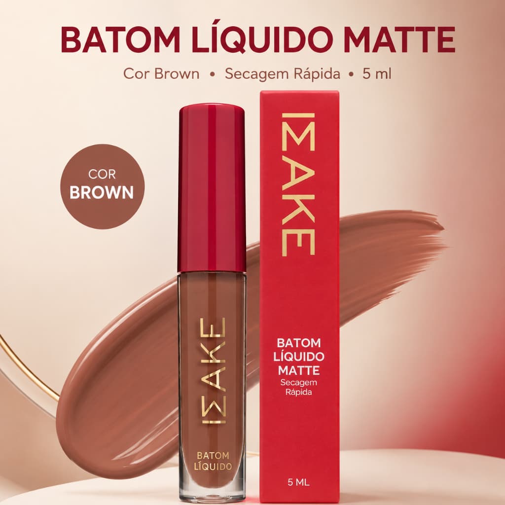 Batom Líquido Matte Brown IMAKE 5ml Secagem Rápida Marrom Nude