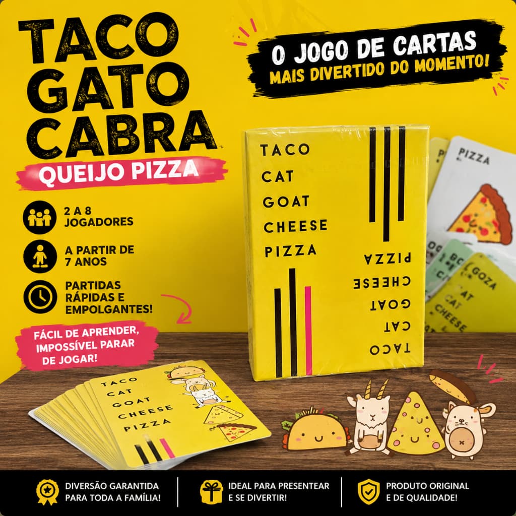 Taco Gato Cabra Queijo Pizza Jogo de Cartas Interativo e Divertido Para Familia e Amigos