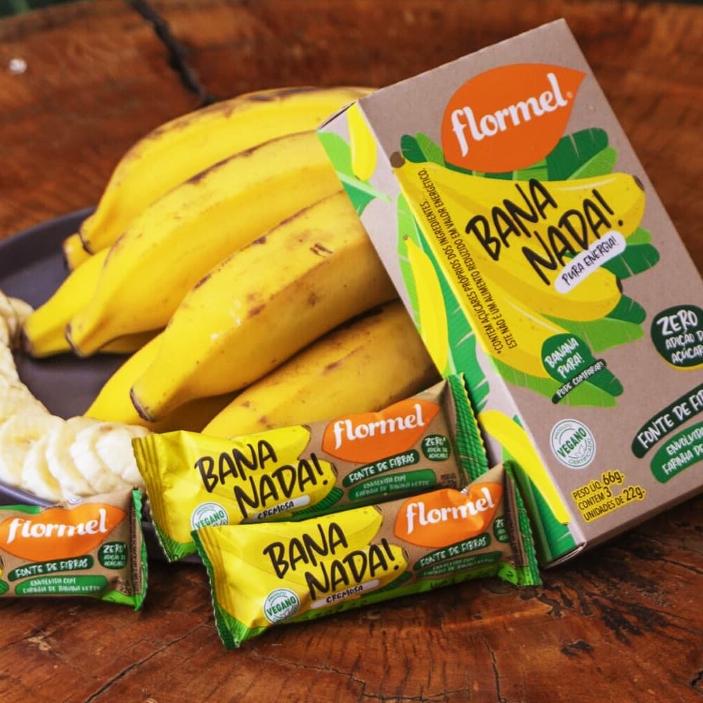 Caixa 3 unid Doce Banana Zero Açúcar Sem Glúten Saudável Fit Flormel 22g cada Sobremesa