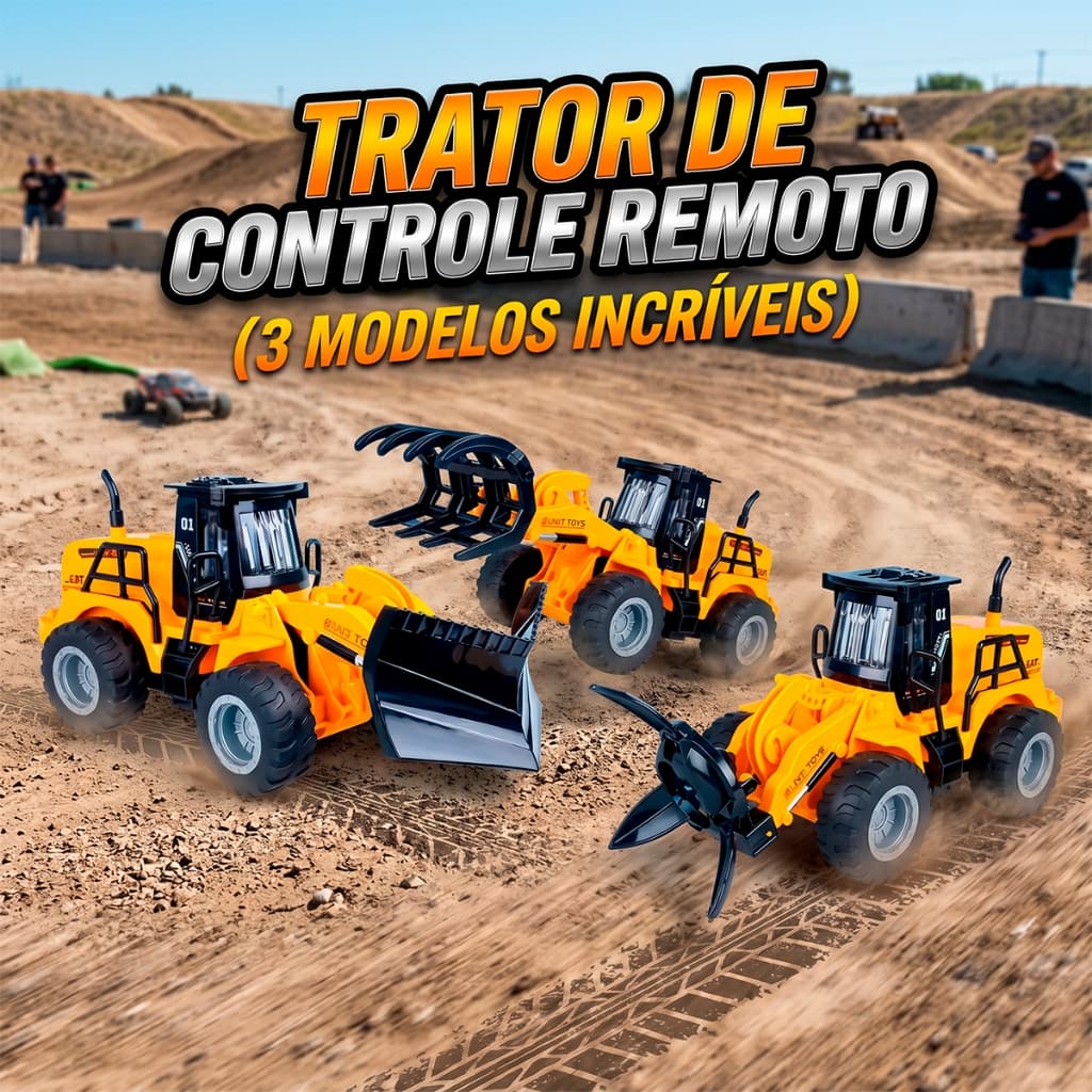 Carrinho Trator Retroescavadeira Controle Remoto Infantil Brinquedos De Menino Criança
