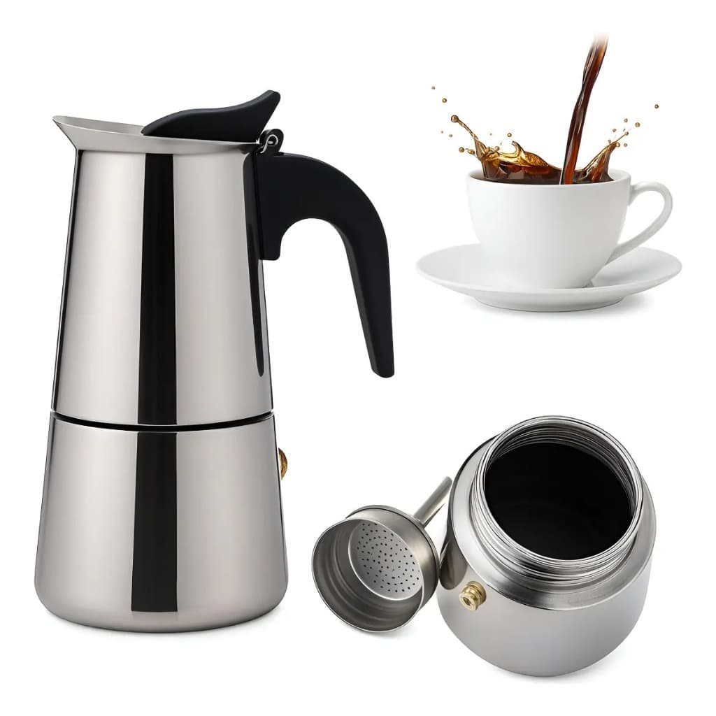 Cafeteira Italiana expresso em Inox 6 Xicaras