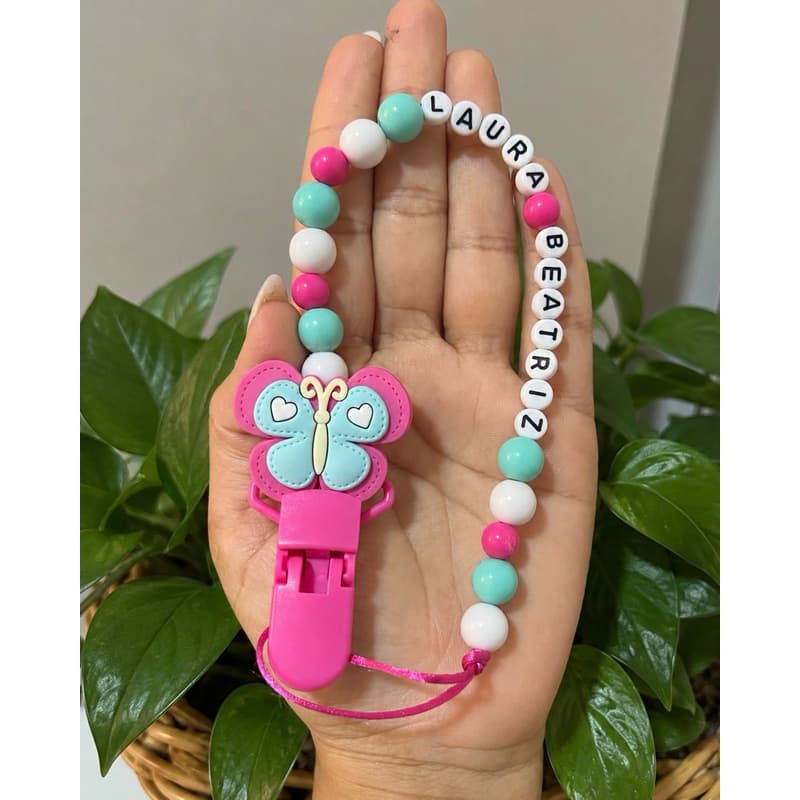 Prendedor de Chupeta Personalizado de Borboleta | Acessório Bebê | Encantos de Helena