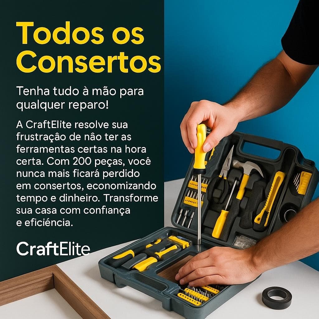 Maleta Ferramentas 200 Pecas Kit Completo Organizado Profissional Domestico
