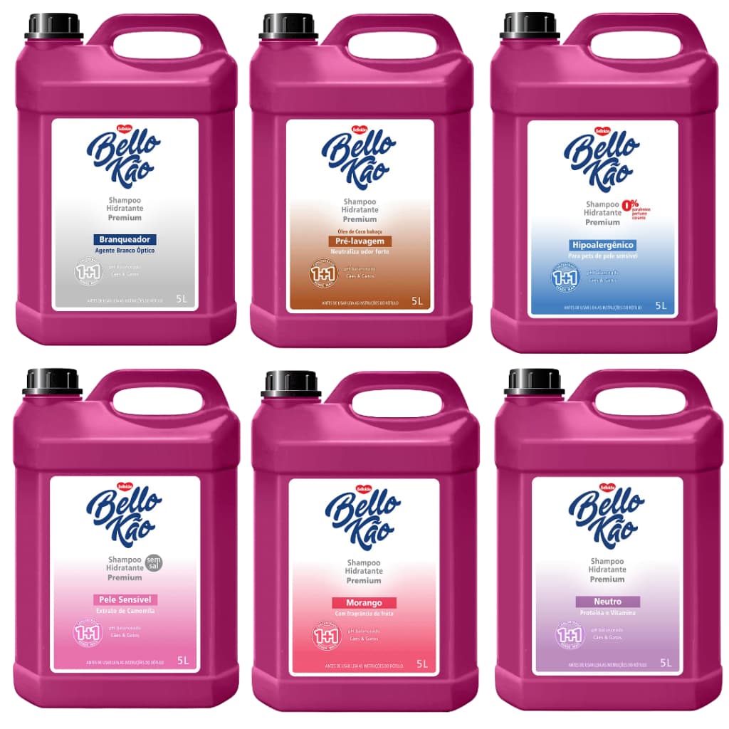 Shampoo Hidratante Premium Concentrado Cães e Gatos Bellokão 5L
