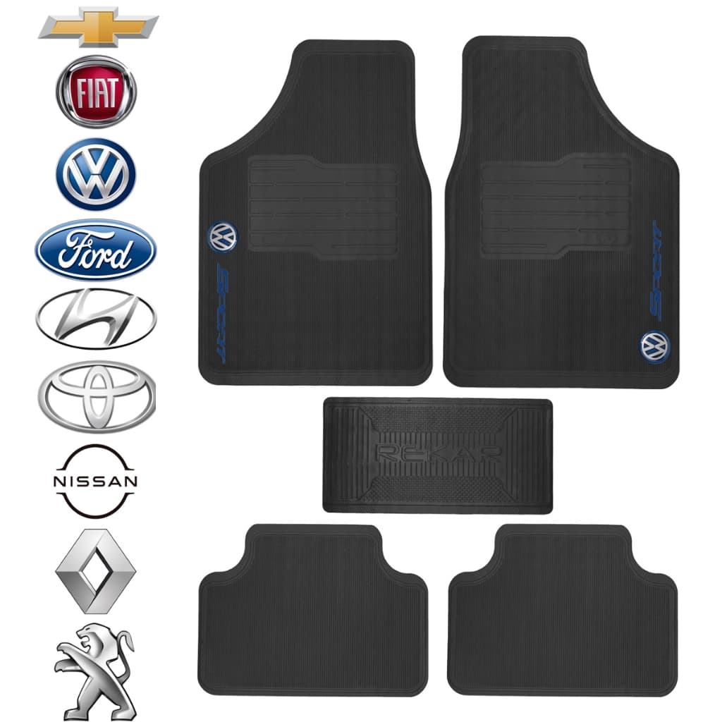 KIT TAPETE AUTOMOTIVO 5 PEÇAS UNIVERSAL BORRACHA TAPETE CARRO PERSONALIZADO
