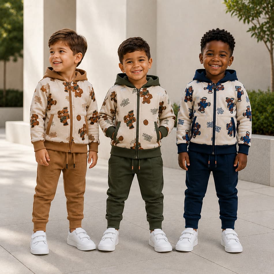 Conjunto Moletom Menino do Tamanho 01 ao 03 | Conjunto Jaqueta Soft e Calça Moletom Menina Inverno