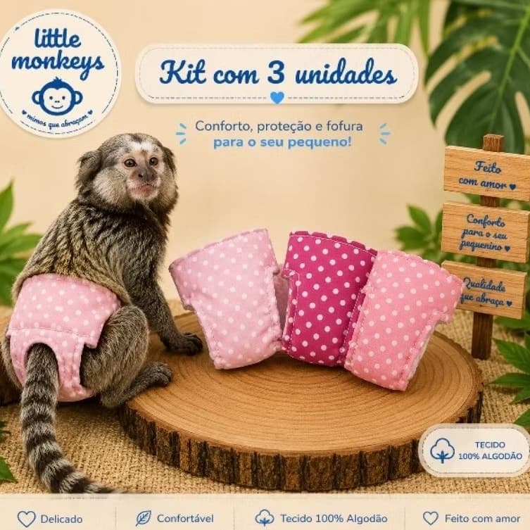 kit 3 calças plásticas laváveis para Saguis(SEU PEDIDO SÓ SERÁ FEITO APÓS ENVIAR A FOTO DO SAGUI PELO CHAT DA LOJA)