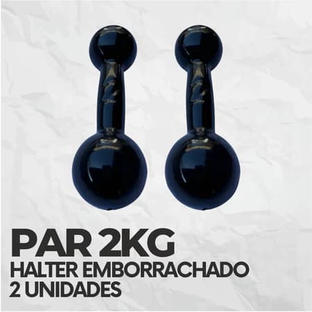 Par de Halteres Emborrachados 2kg Bola Musculação Treino Em Casa Peso de Academia (2-Unidades)