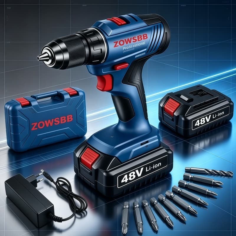 Furadeira parafusadeira furadeira de impacto 48v ZOWSBB GSR 185-li elétrica 2 Baterias