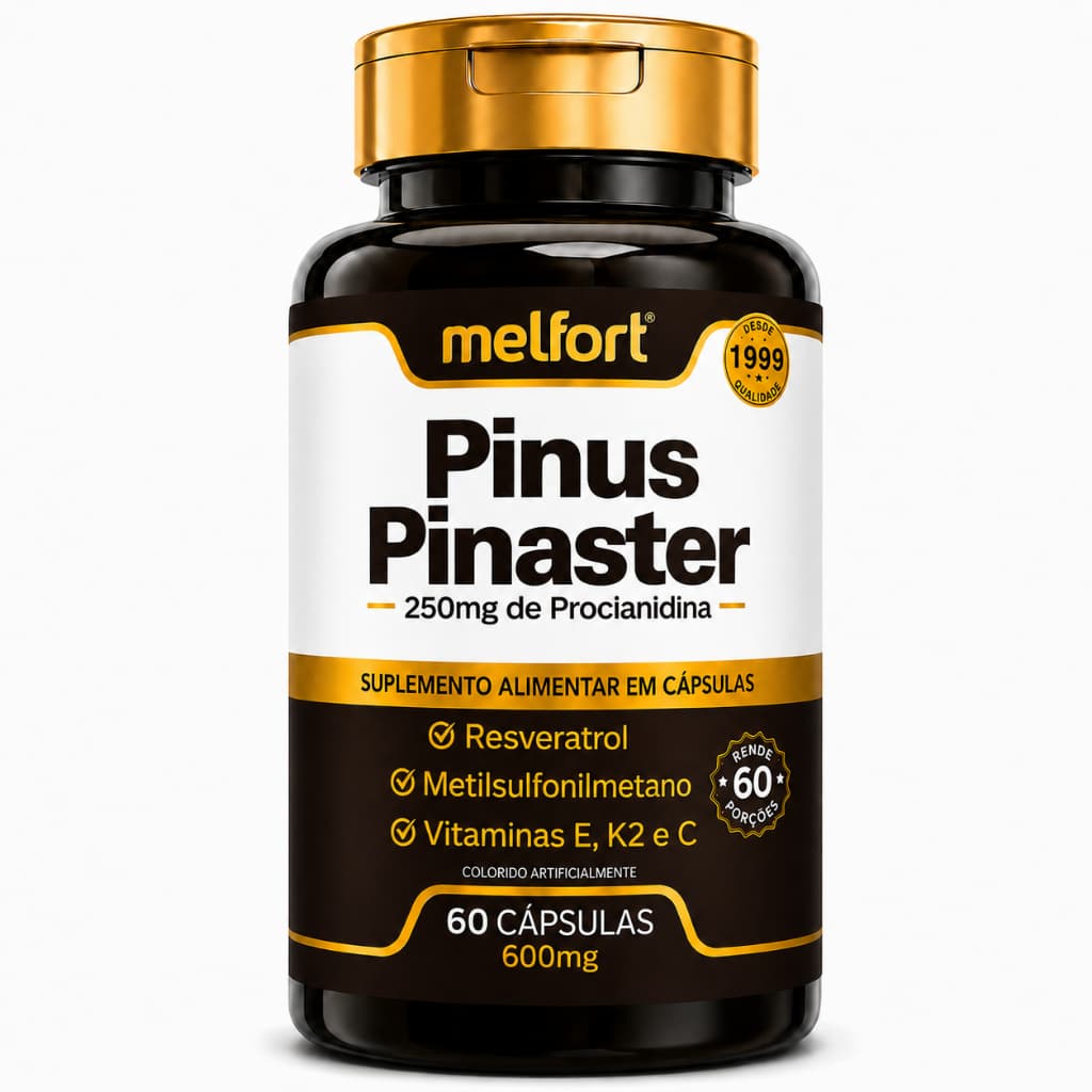 Pinus Pinaster com Reverastrol Vitamina E, Vitamina K2 e C - 60 Caps para 2 Meses