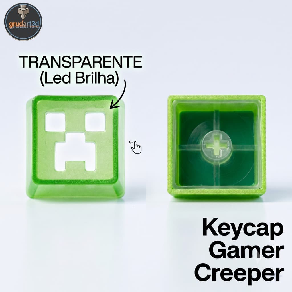 Grudart3D Keycap Tecla Creeper Teclado Mecânico Gamer Presente Jogos Mine