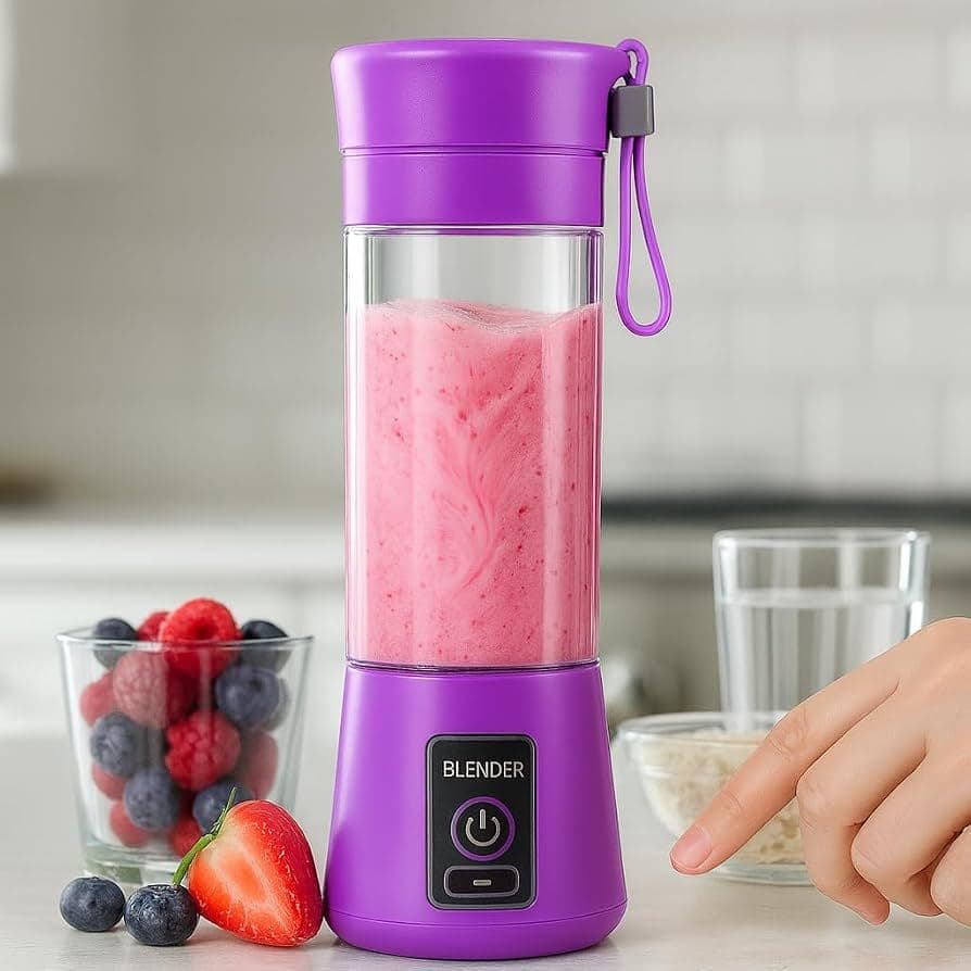 Mini Liquidificador portátil recarregável USB garrafa mixer suco shake academia 6 laminas potente