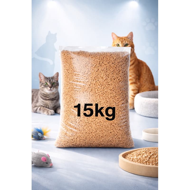 Granulado de Madeira Premium 15kg para Gatos | Alta Absorção e Controle de Odores