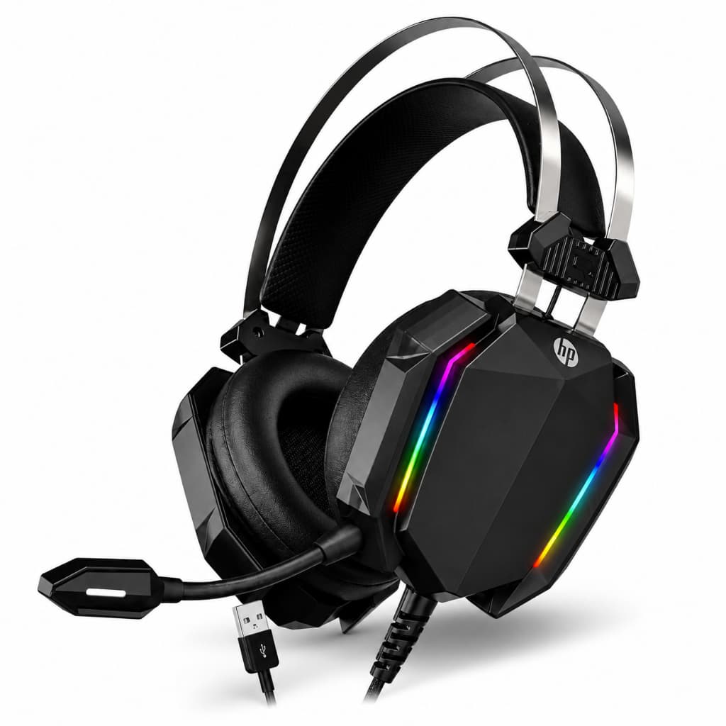 Headset Gamer HP USB 7.1 RGB com Microfone Driver 50mm Fone Gamer para PC Notebook Computador DHH-3215U