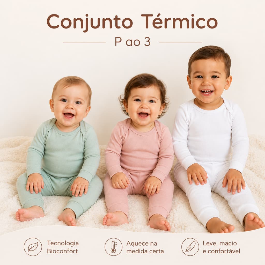 Conjunto Térmico Bebê  Body e Calça Roupa de Frio Inverno  Menino Menina Bebe Bory Pagão