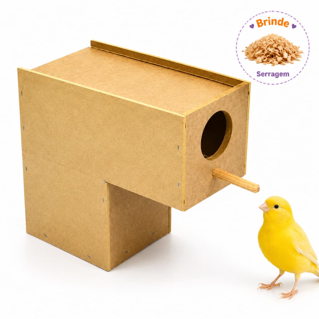Ninho em L Para Canario Casinha Passaros Aves Reprodução em Madeira MDF + Serragem
