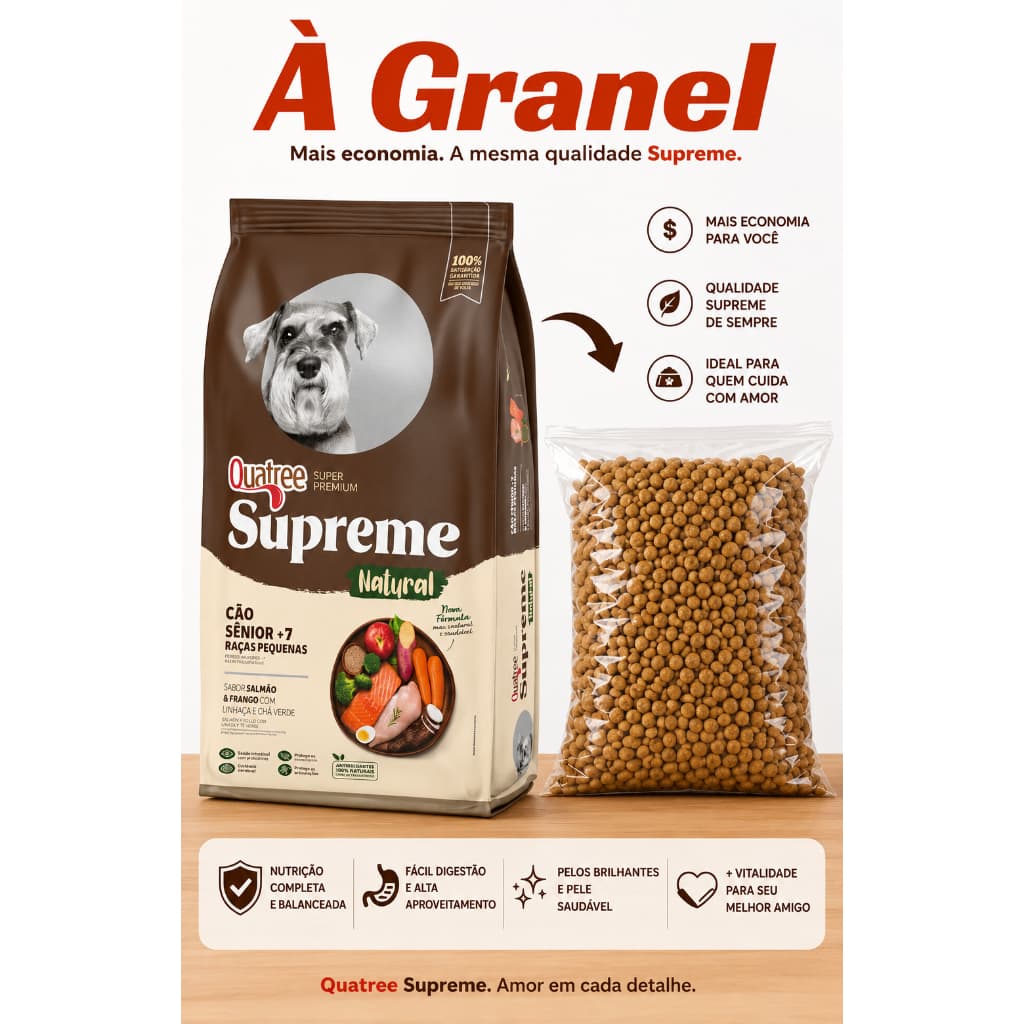 Quatree Supreme Natural Cães Sênior Raças Pequenas 1KG A GRANEL