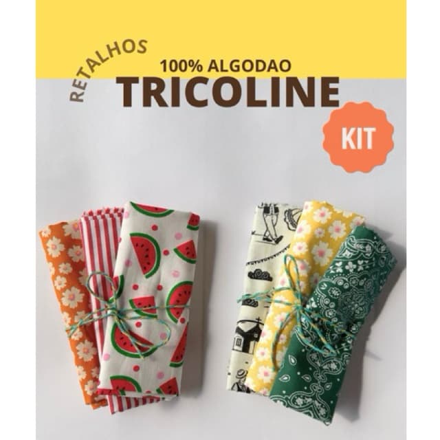 Kit de retalhos em tecido tricoline 100% algodão 35x50cm - 3 ou 6 peças/ Patchwork, artesanato, costura criativa.