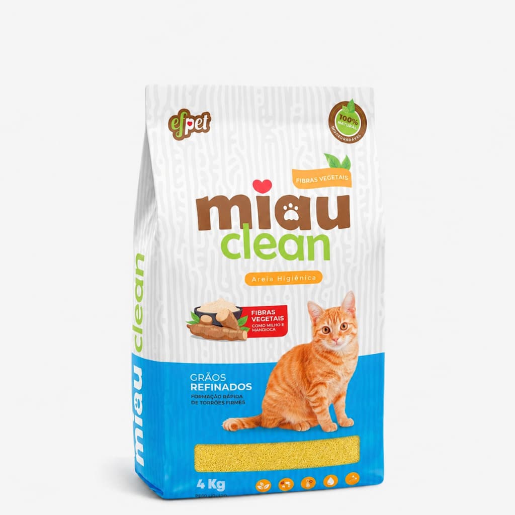 Areia Gato Mandioca Cat Biodegradável 4 Kg Caixa De Areia Sanitária Higiênica Controle De Odor - Grão Finos