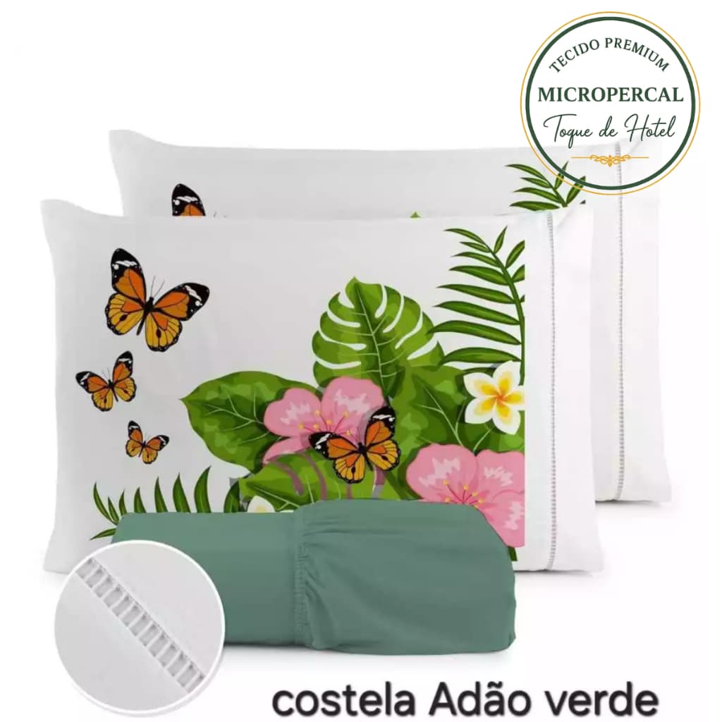 Jogo de Lençol 3 Pçs Micropercal 180 Fios fronha estampada e Elastico no lençol SOLTEIRO CASAL/QUEEN/KING