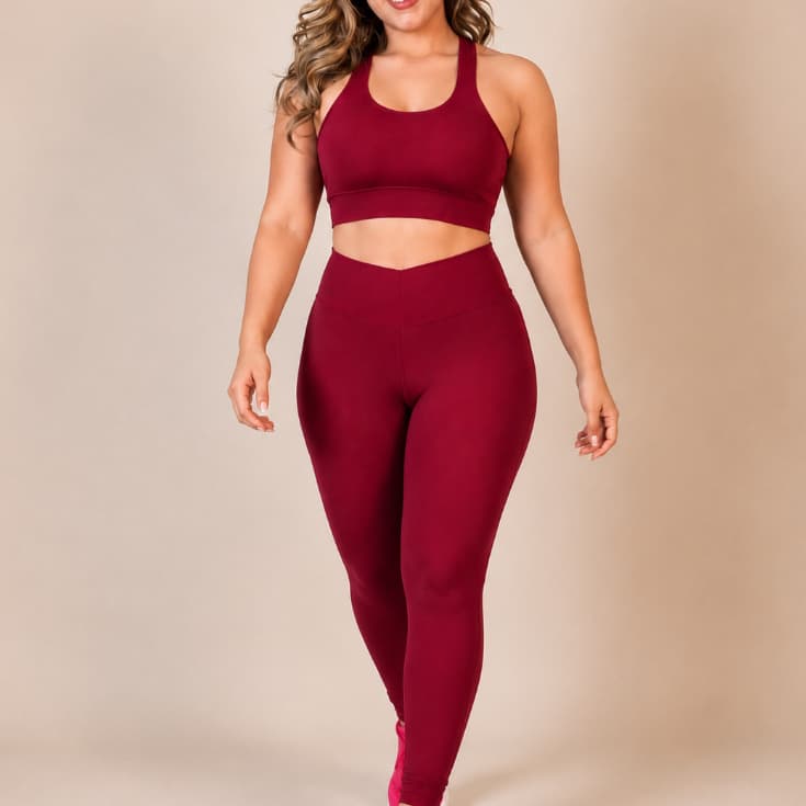 Conjunto de Academia Feminino Cintura Alta Zero Transparência Roupa Fitness Feminina