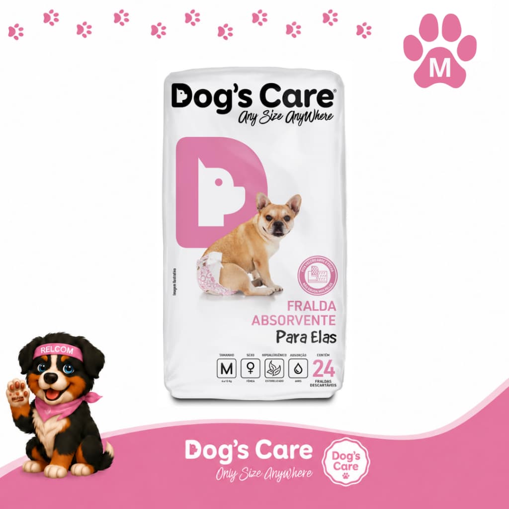 Fralda higiênica cães Pet descartável para cachorro fêmea M kit 24 unidades Dogs care