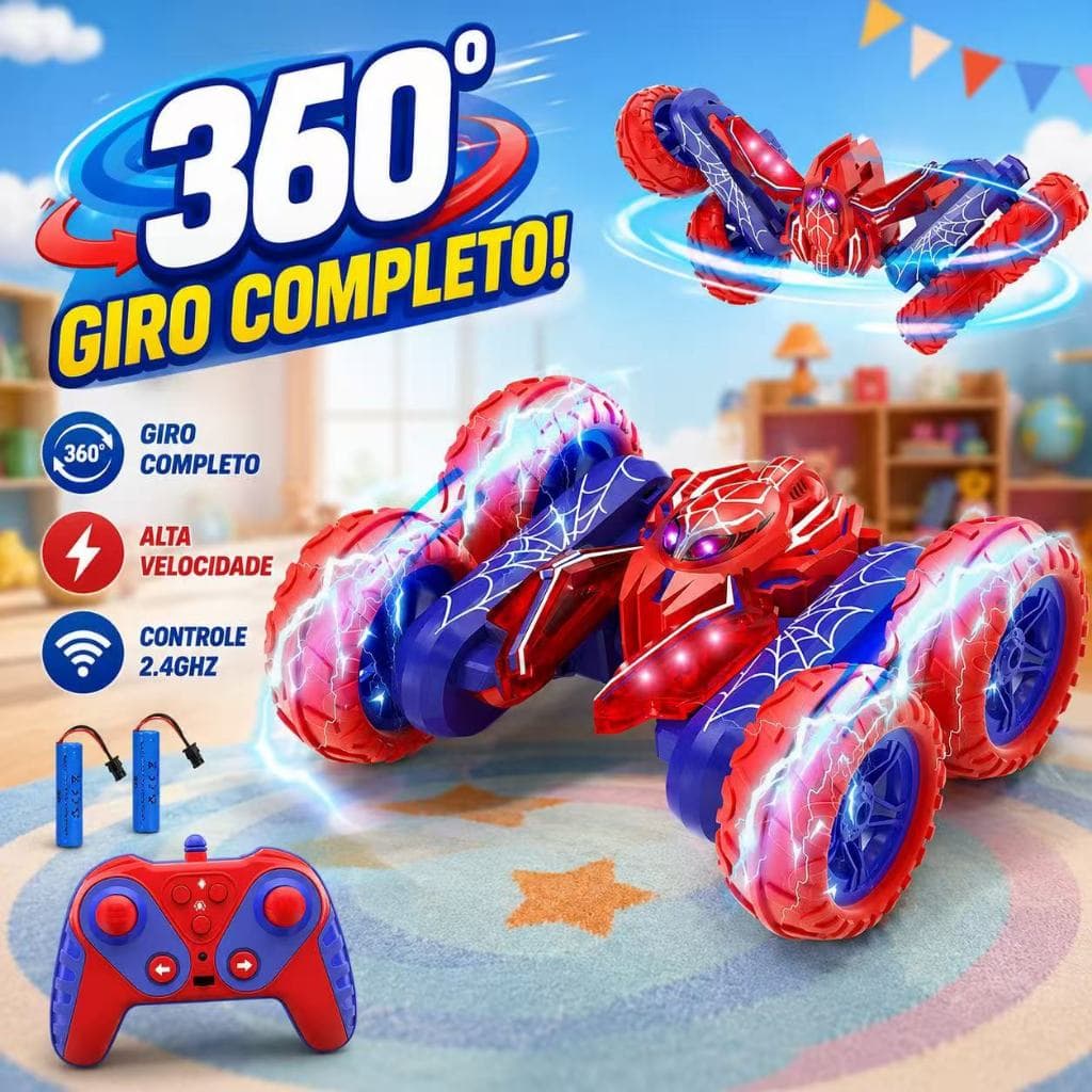 【Pronta Entrega】🔥Carrinho Aranha De Controle Remoto 4x4 Giro 360 Pirueta Maluco Acrobata Turbo, brinquedo para menino