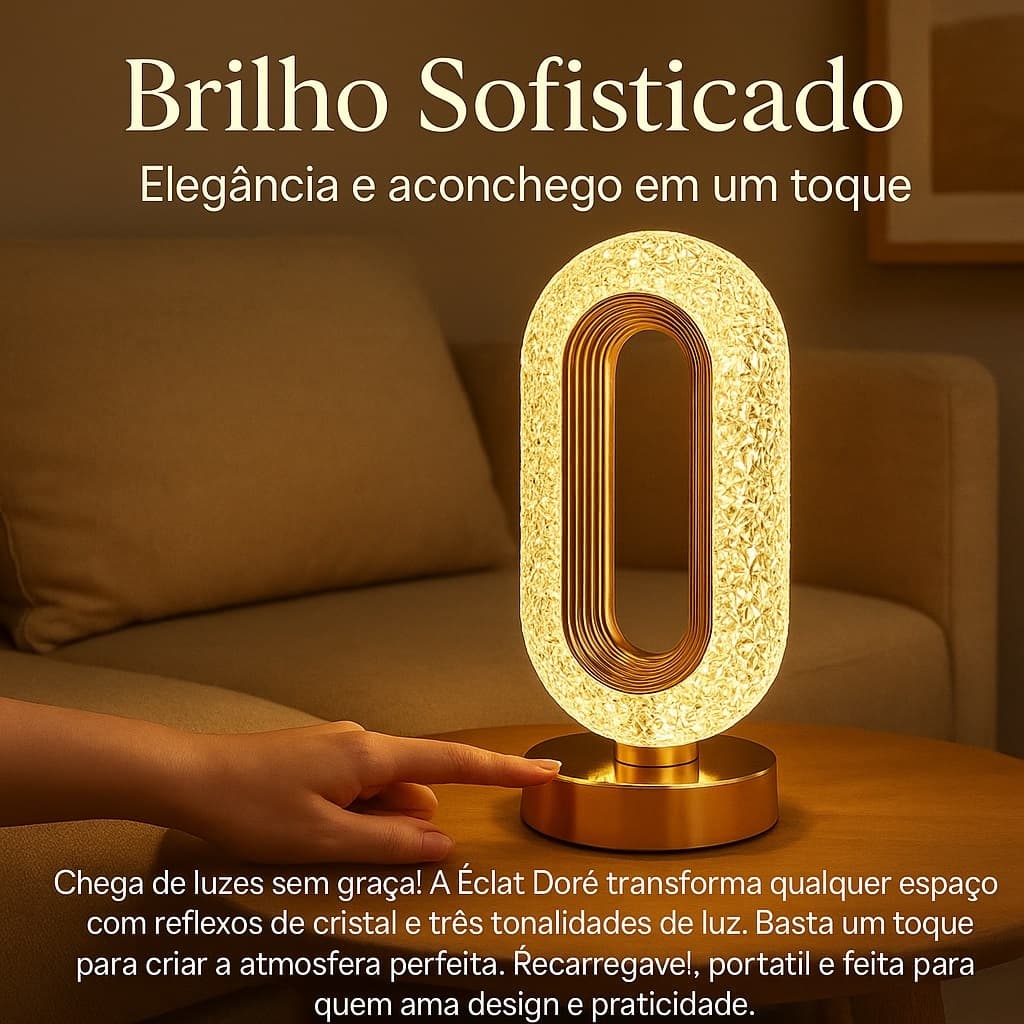 Luminaria Abajur Luminária Cabeceira Quarto Iluminação Retrô Cristal Led Touch Recarregável