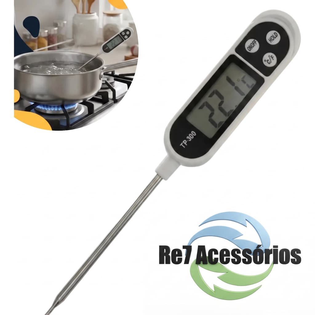Termômetro Digital Culinário Tipo Espeto Alimentos Cozinha Ref. TP300
