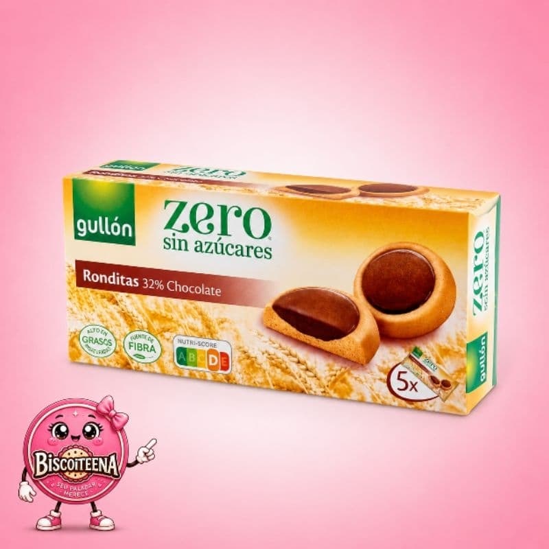 Biscoito Ronditas Sem Açúcar 32% Chocolate Gullón 186g - Importado Espanha