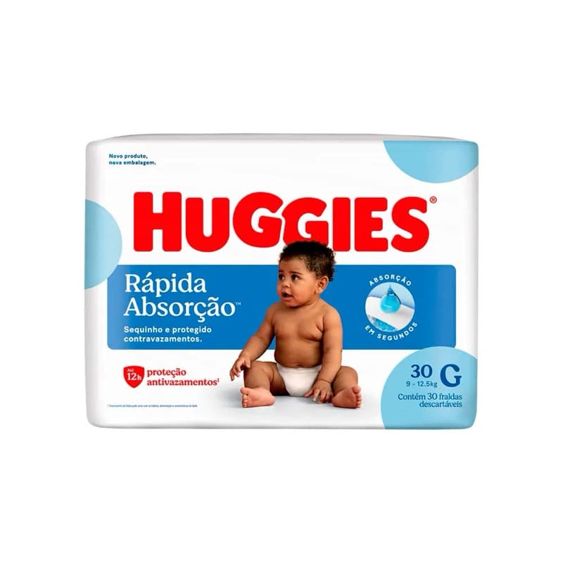 Fralda Huggies Rápida Absorção Tamanho G com 30 Unidades