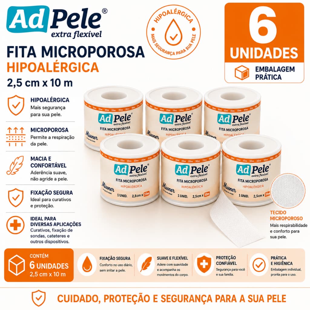 Micropore Branco - Kit 06 Unidades 2,5cmX10m