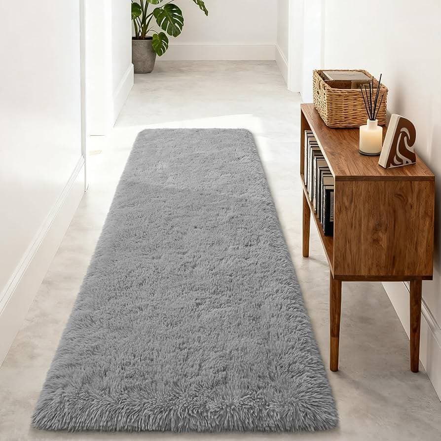Tapete Passadeira Felpuda 2,00x0,60 Para Quarto Antiderrapante Beira Cama Corredor Sala Macia Lavável Conforto