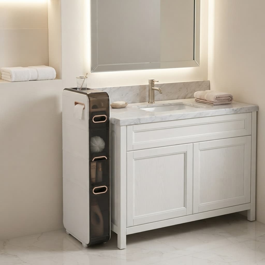 Estante Movel Rodizio Organizadora Lavanderia Banheiro 96cm Altura Suporte Mantimentos Multiuso Slim