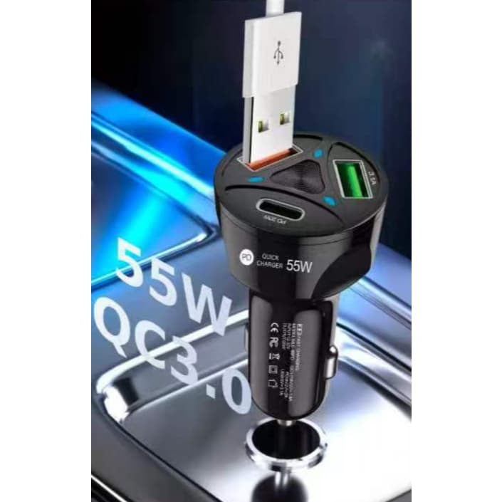 Carregador Fonte Veicular 55W QC3.0 PD e USB-C MM-PD55W