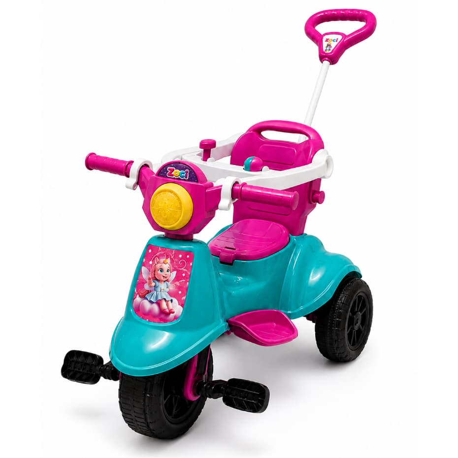 Triciclo Avespa Infantil Carrinho Motoca C/ Protetor Haste Pedal Painel Interativo e Porta Objetos