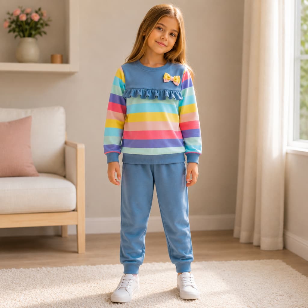 Conjunto Infantil Feminino Moletom Corações E Babado