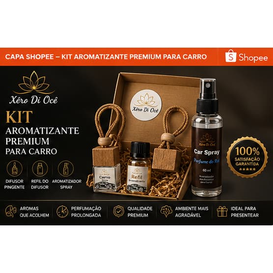 Kit Cheirinho para  Carros Difusor +Refil+Spray Aromatizador para Carro e outros ambientes
