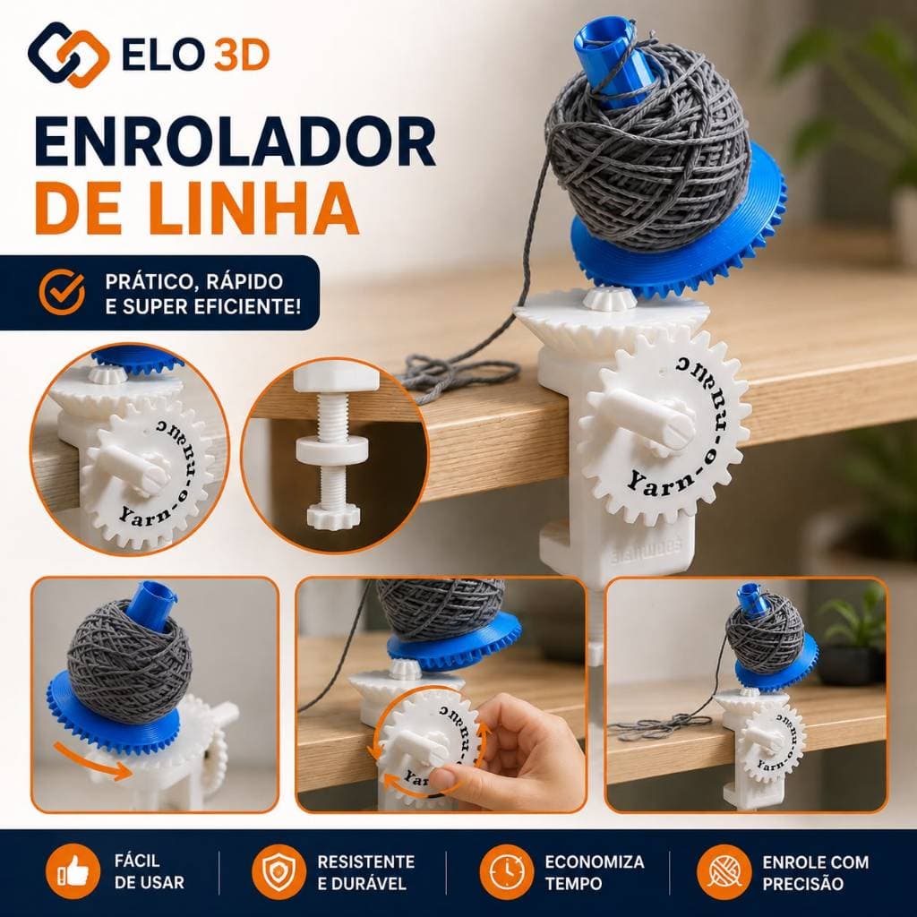 Enrolador de Linha e Novelador de Lã Manual | Organizador para Crochê, Tricô e Barbante