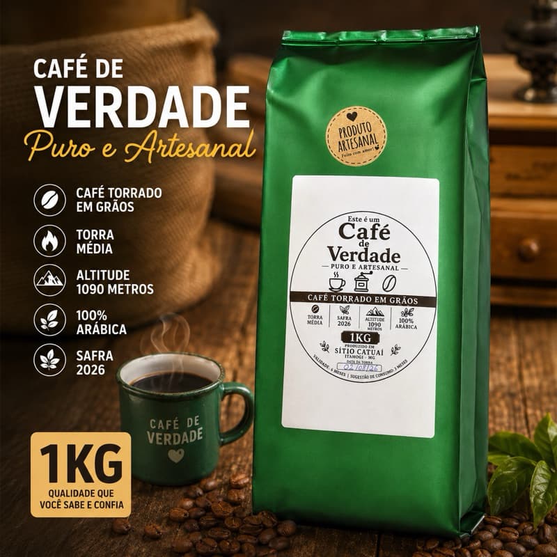 Café torrado em grãos 1kg - puro e artesanal