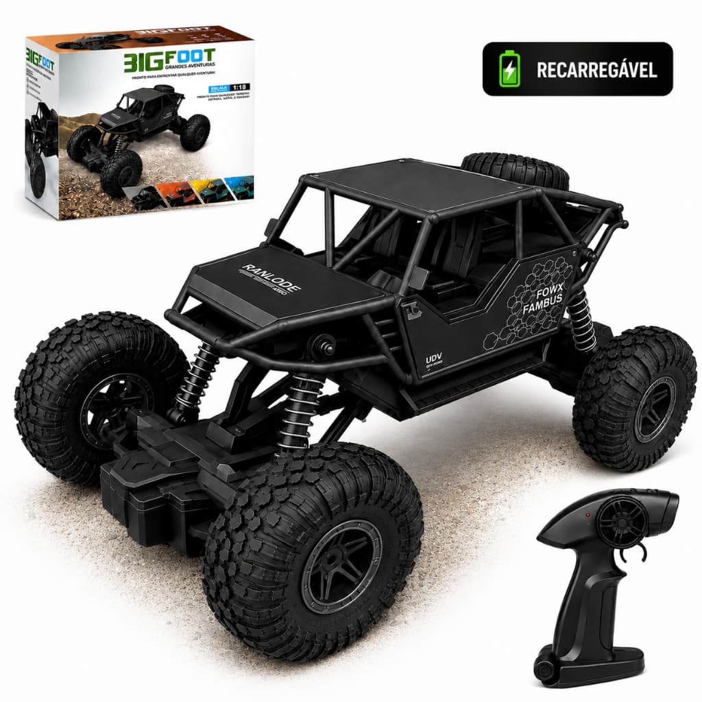 Carrinho Controle Remoto Monster Recarregavel Carro Brinquedo Infantil Infantil Off Road Big Foot Kizumba