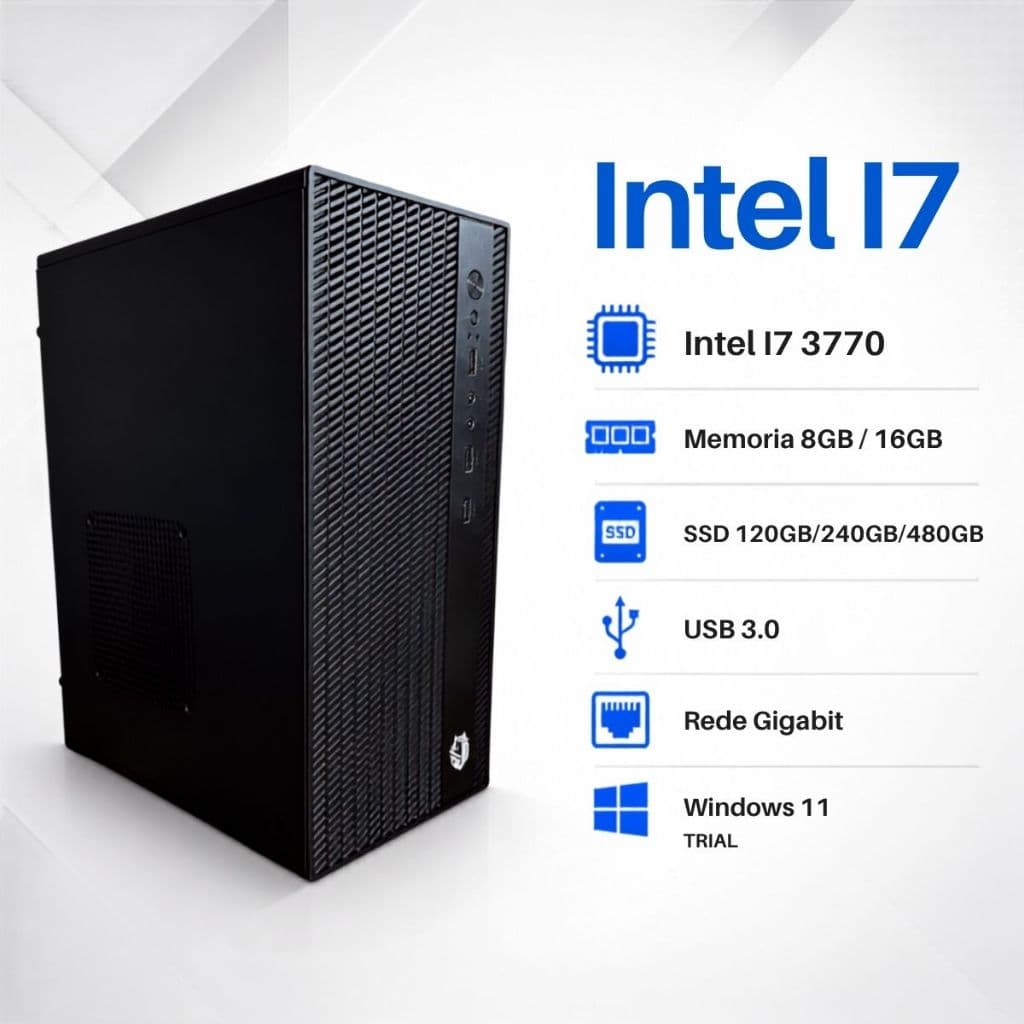 Computador I7 3770 Com 8/16gb Ram SSD 120/240/480gb Rede Gigalan Usb 3.0 Windows 11