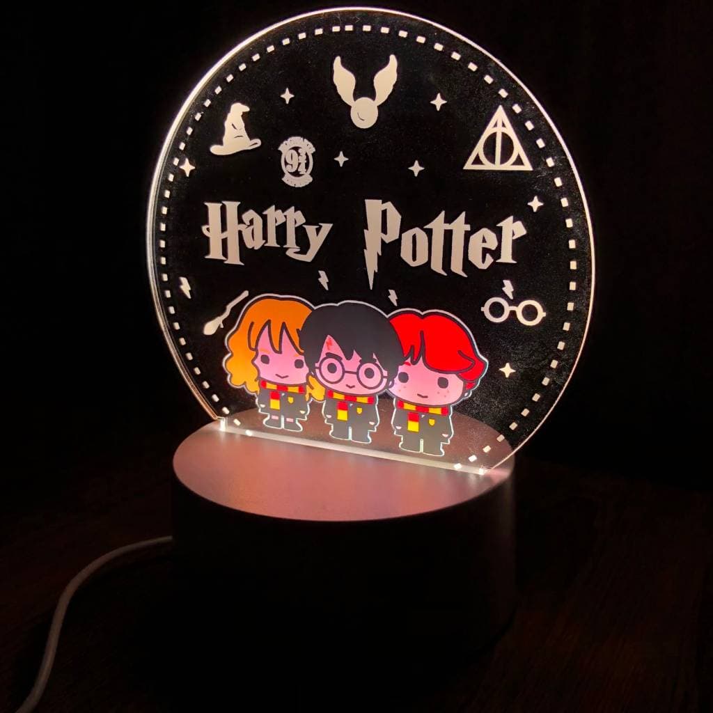 Luminária LED UV Harry Potter 3D Colorida Abajur Decorativo Presente Criativo Aniversário Decoração Quarto Infantil