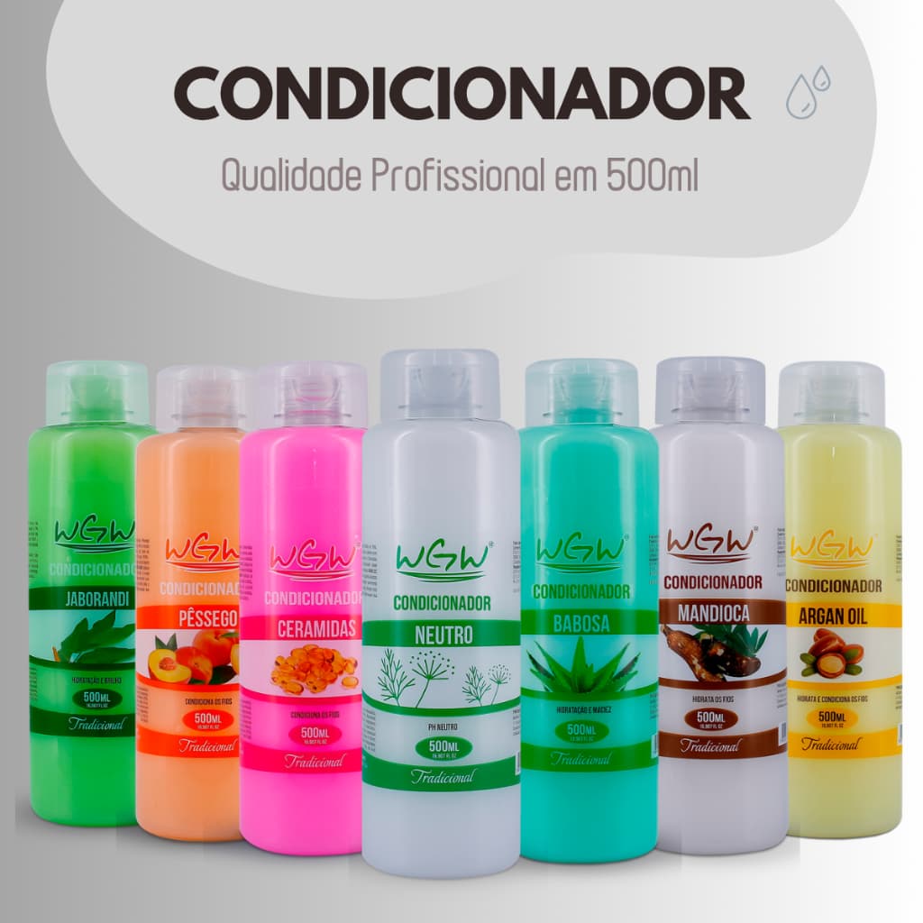 Condicionador WGW 500ml Profissional Hidratante Cabelos Secos Danificados Nutrição Hidratação Maciez Brilho