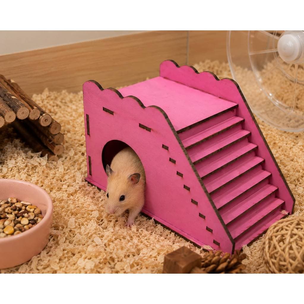 Casinha para Hamster porquinho da índia roedores em MDF com Escadinha