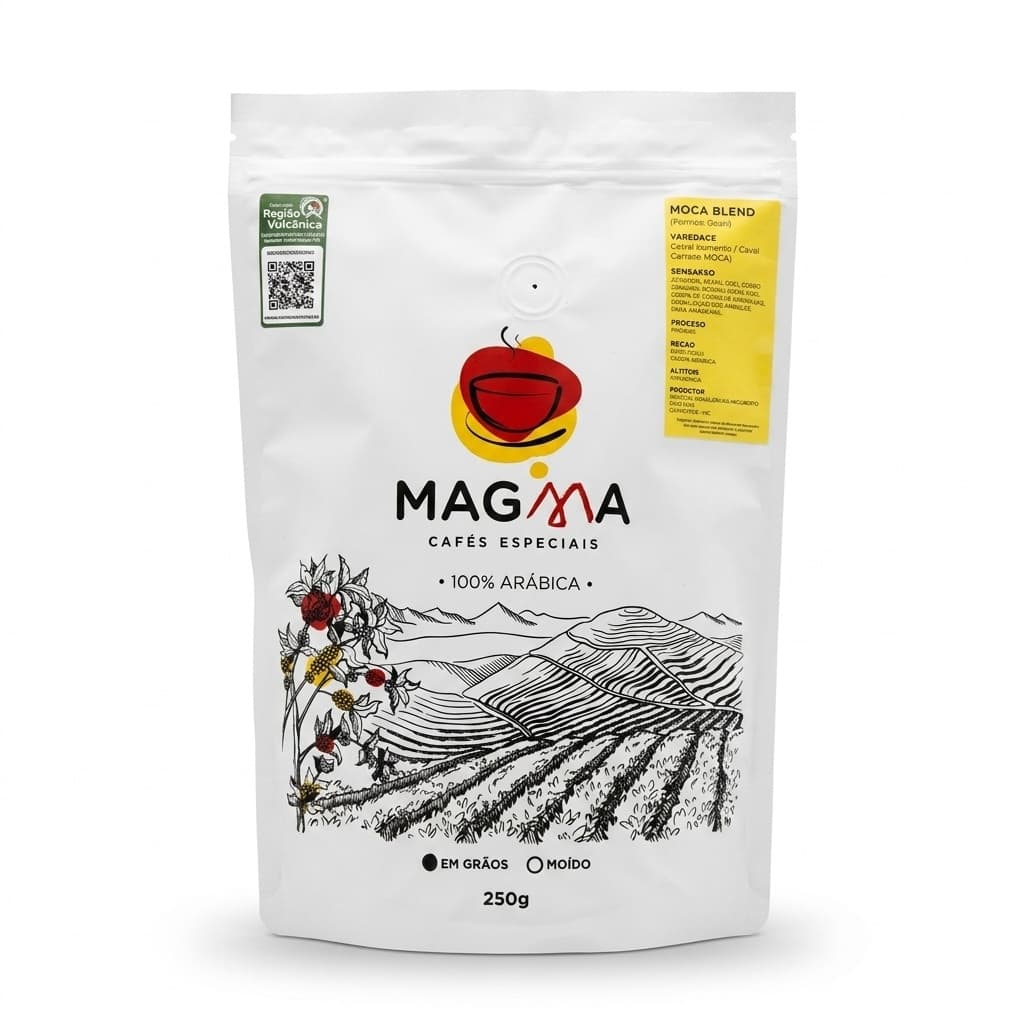 Café Especial em Grãos Moca Blend 250g Notas Caramelo Chocolate Frutas Amarelas