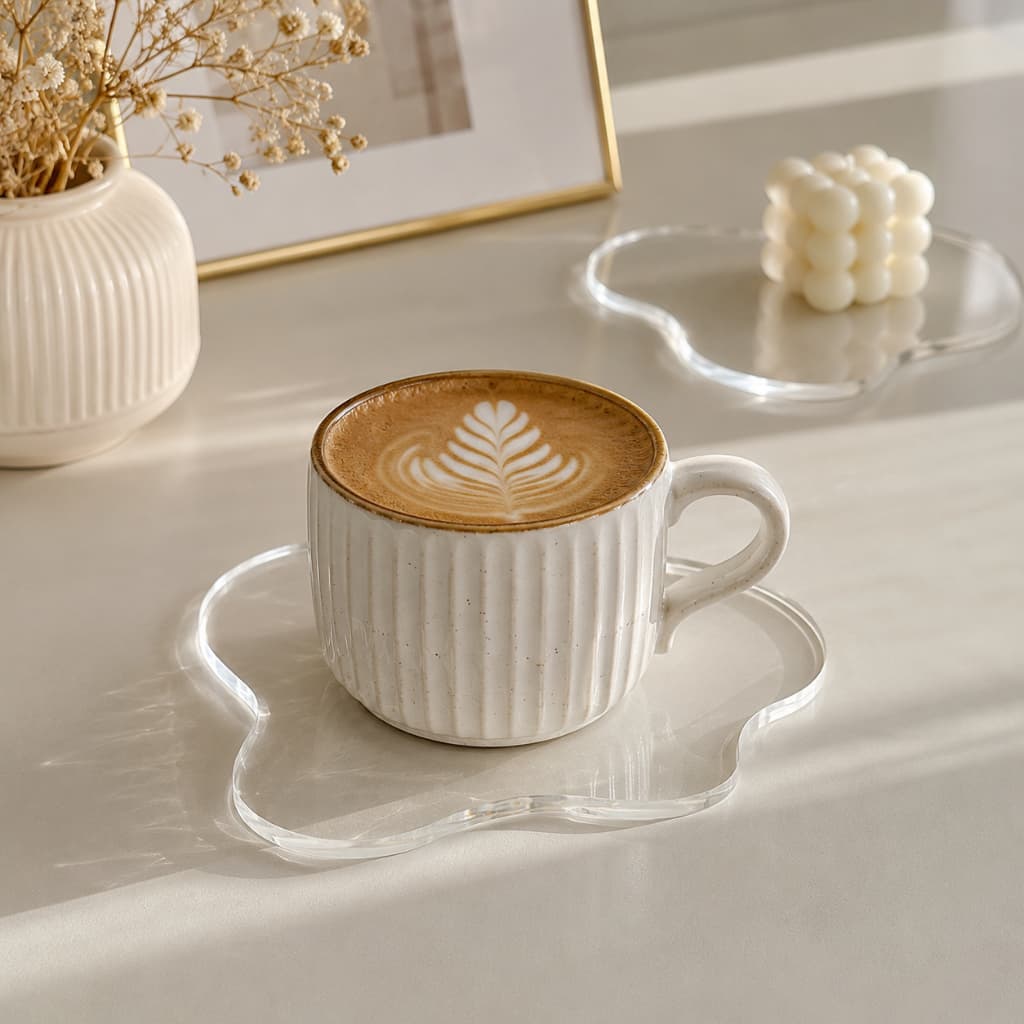 PORTA COPOS Acrílico Orgânico Cristal 3mm bolacha Porta Xícara Café Chá Acessórios Aesthetic 12cm